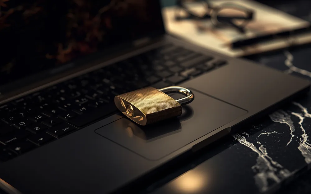 Padlock on a closed laptop