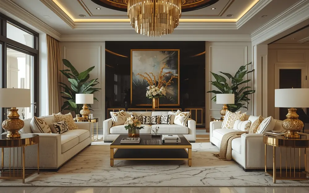 Staged living room ready for an open house
