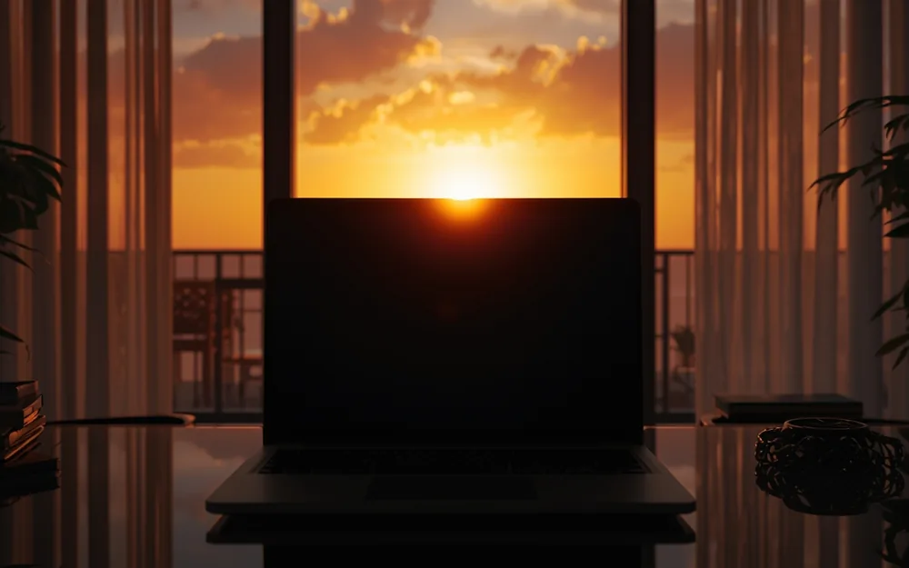 Sunrise from a home office