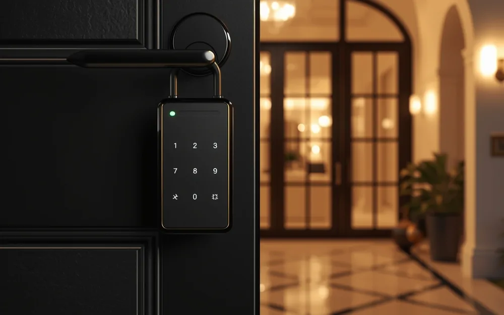 Electronic lockbox on a front door
