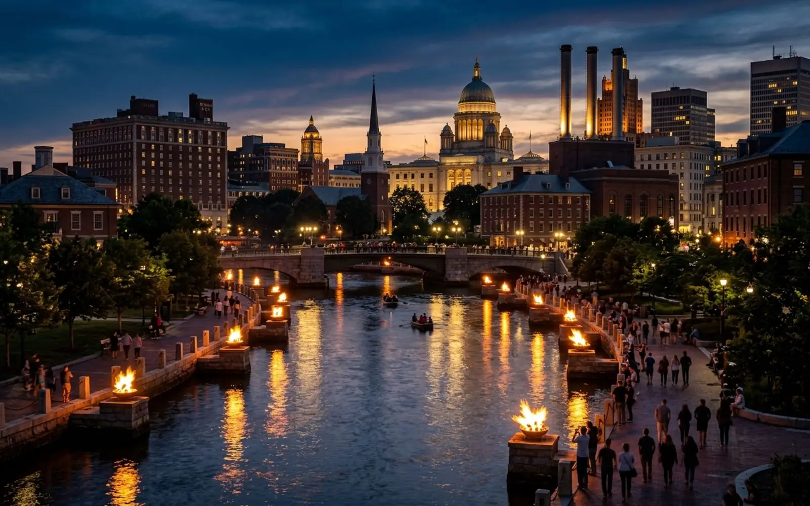 Providence, Rhode Island at dusk