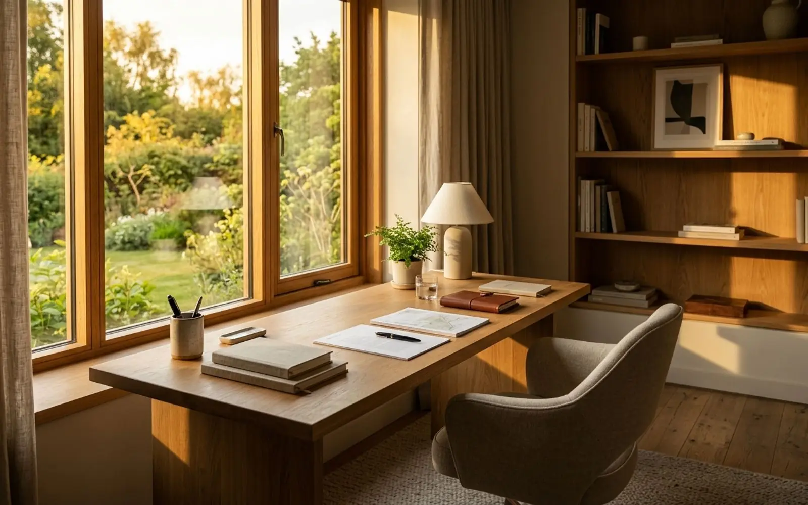 Bright home office ready for a mortgage application