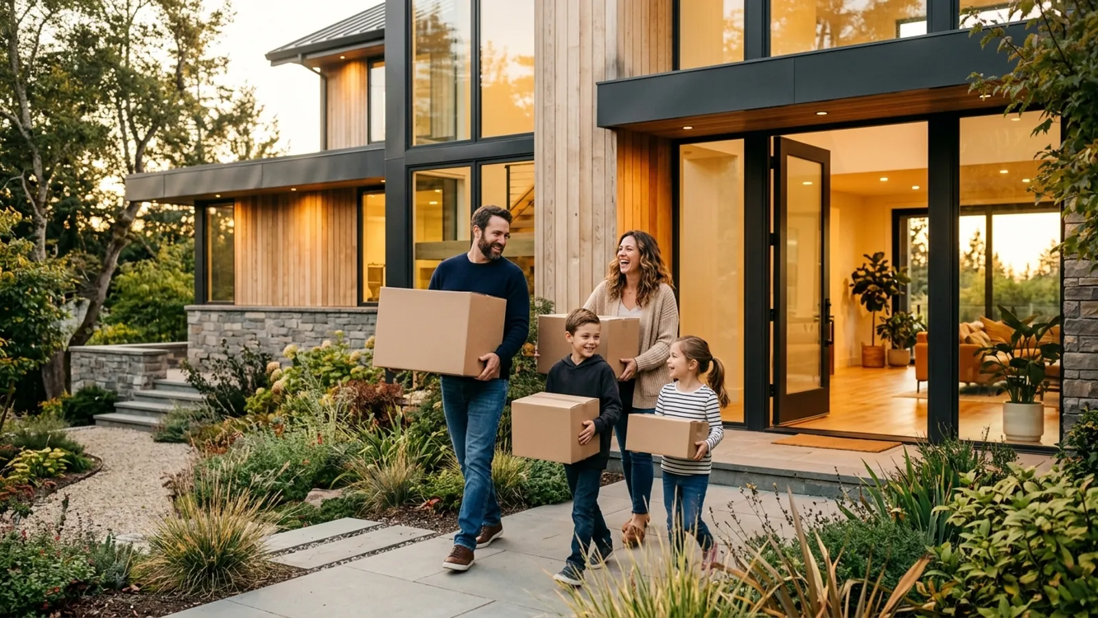 Family moving into their new home