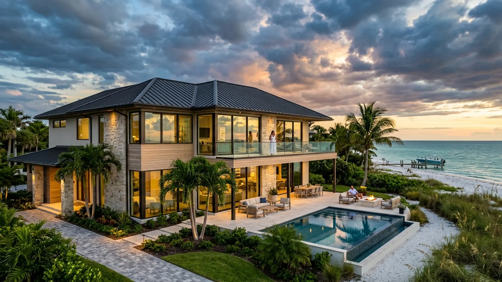 Coastal Florida home with impact windows and metal roof