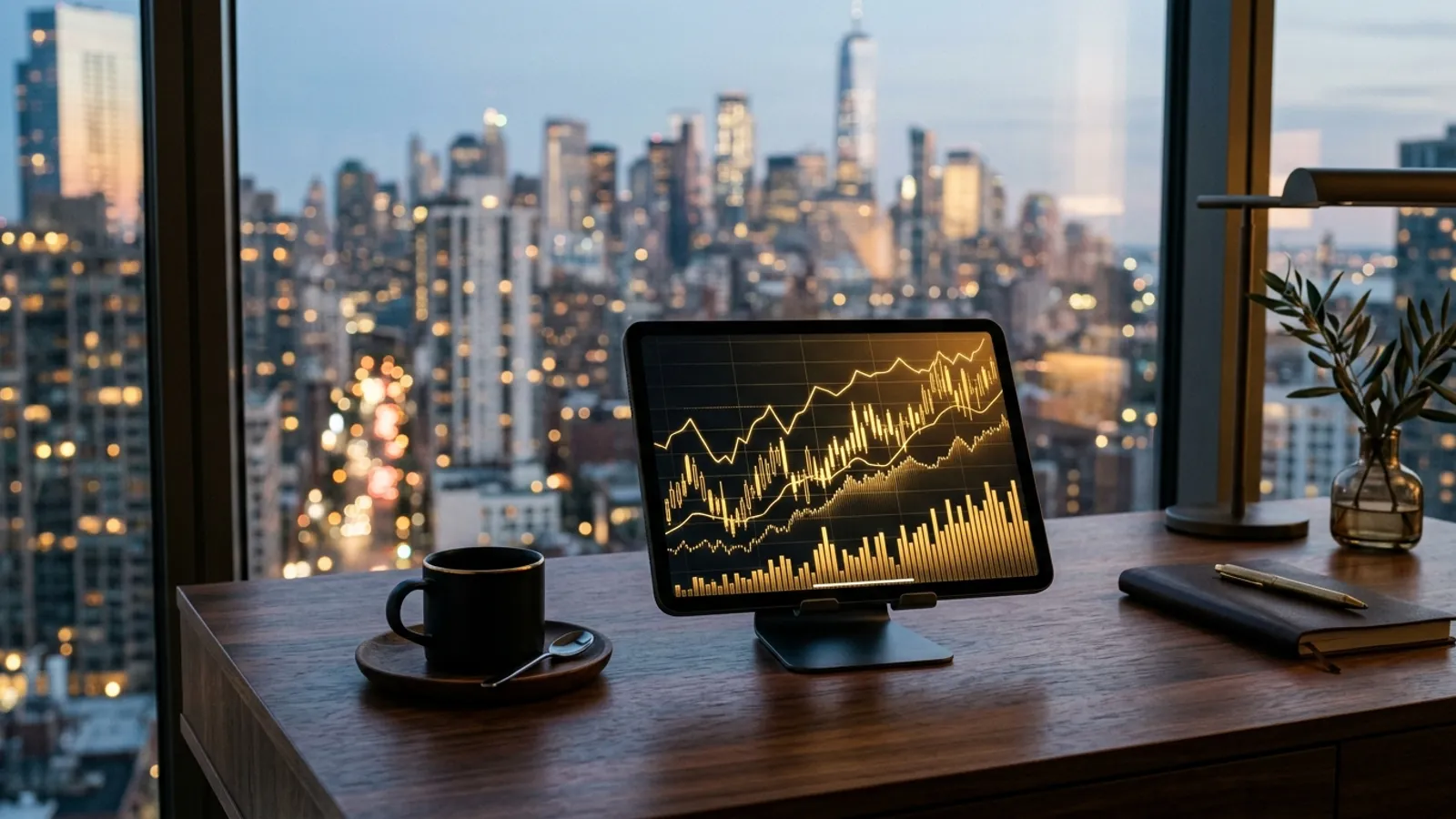 Market charts on a tablet