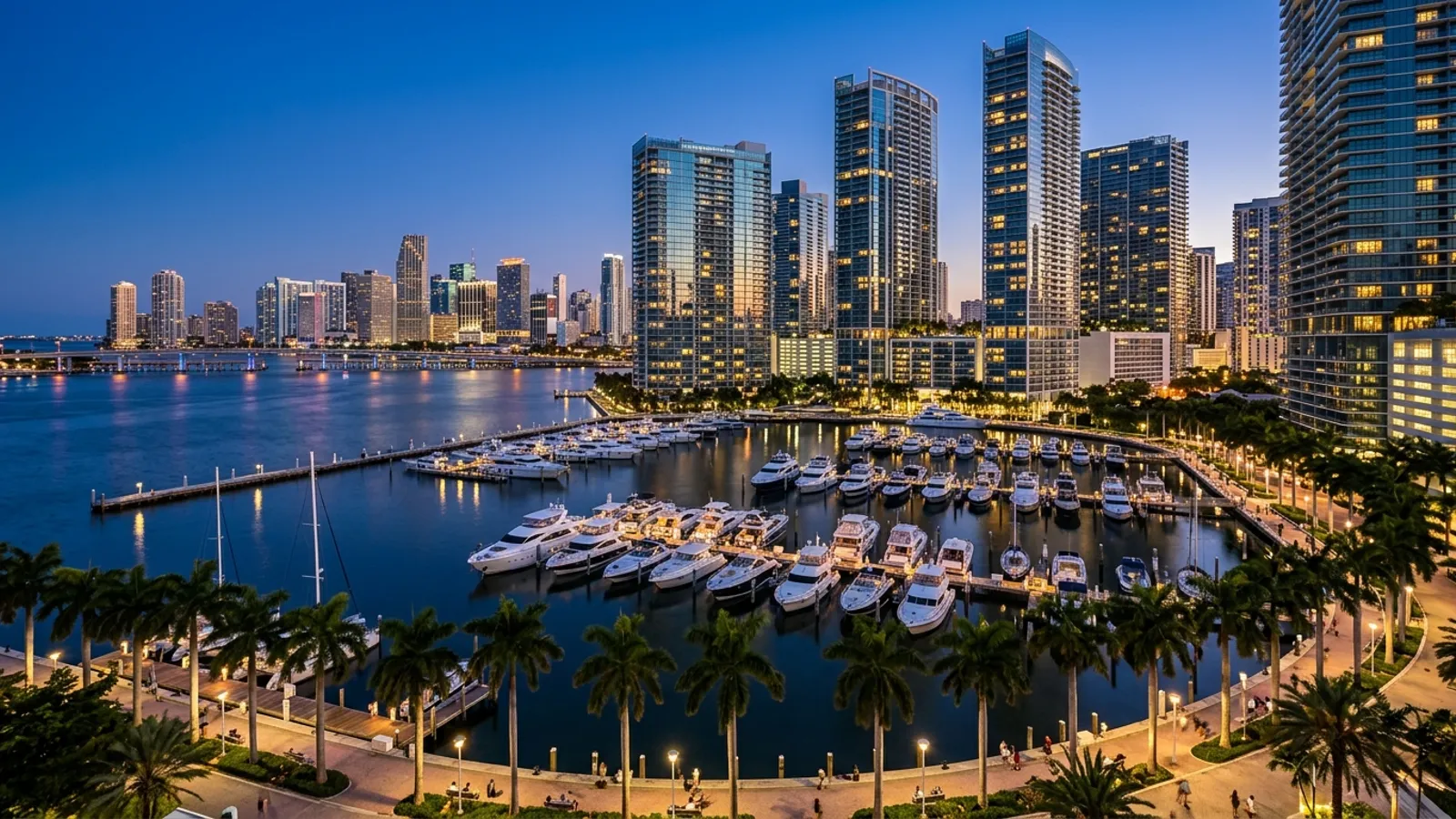 Luxury condo towers on Biscayne Bay in Miami