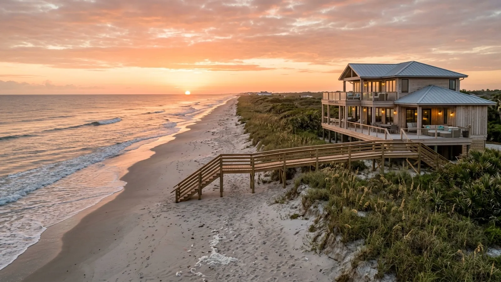 Beach house with dune walkover on the Florida Atlantic coast