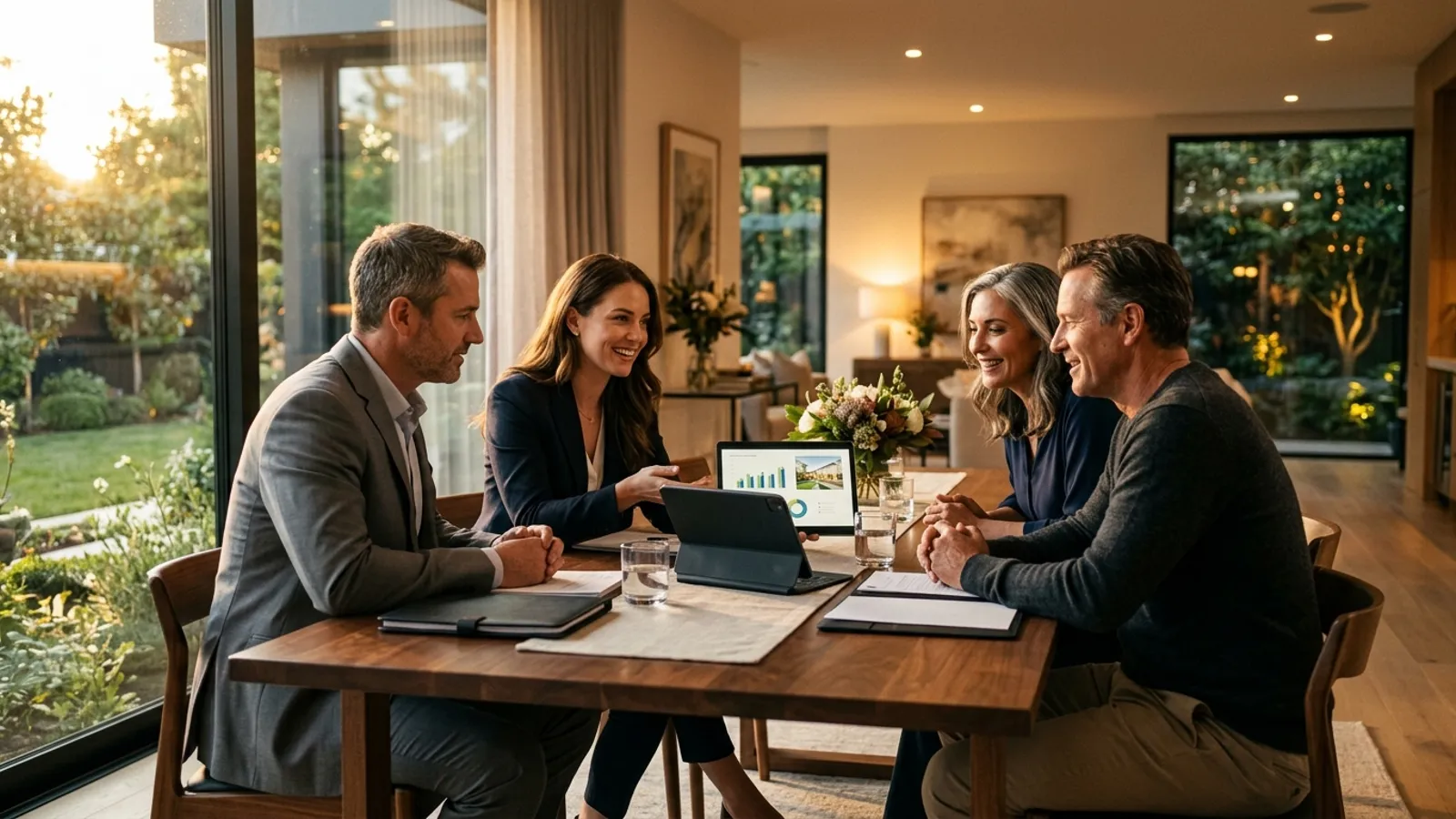 Listing consultation with homeowners at their dining table