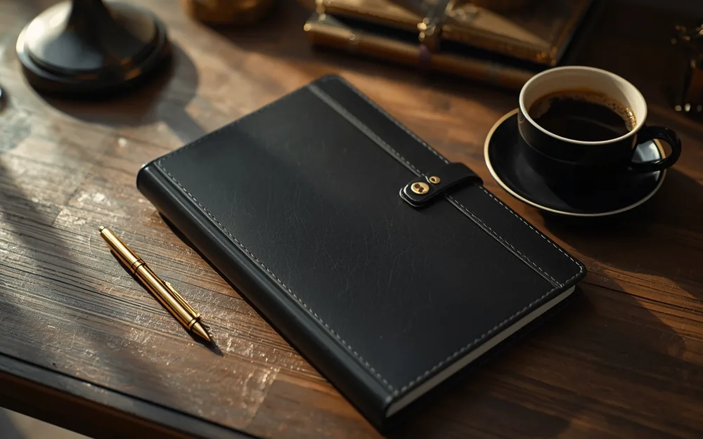 Leather portfolio and pen