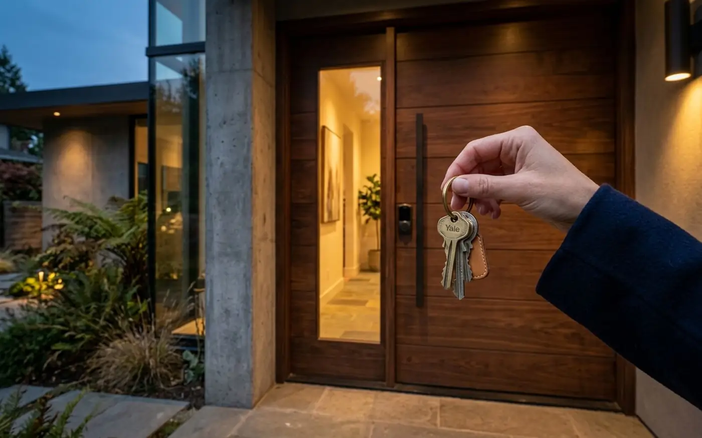 New Florida homeowner holding keys before filing homestead