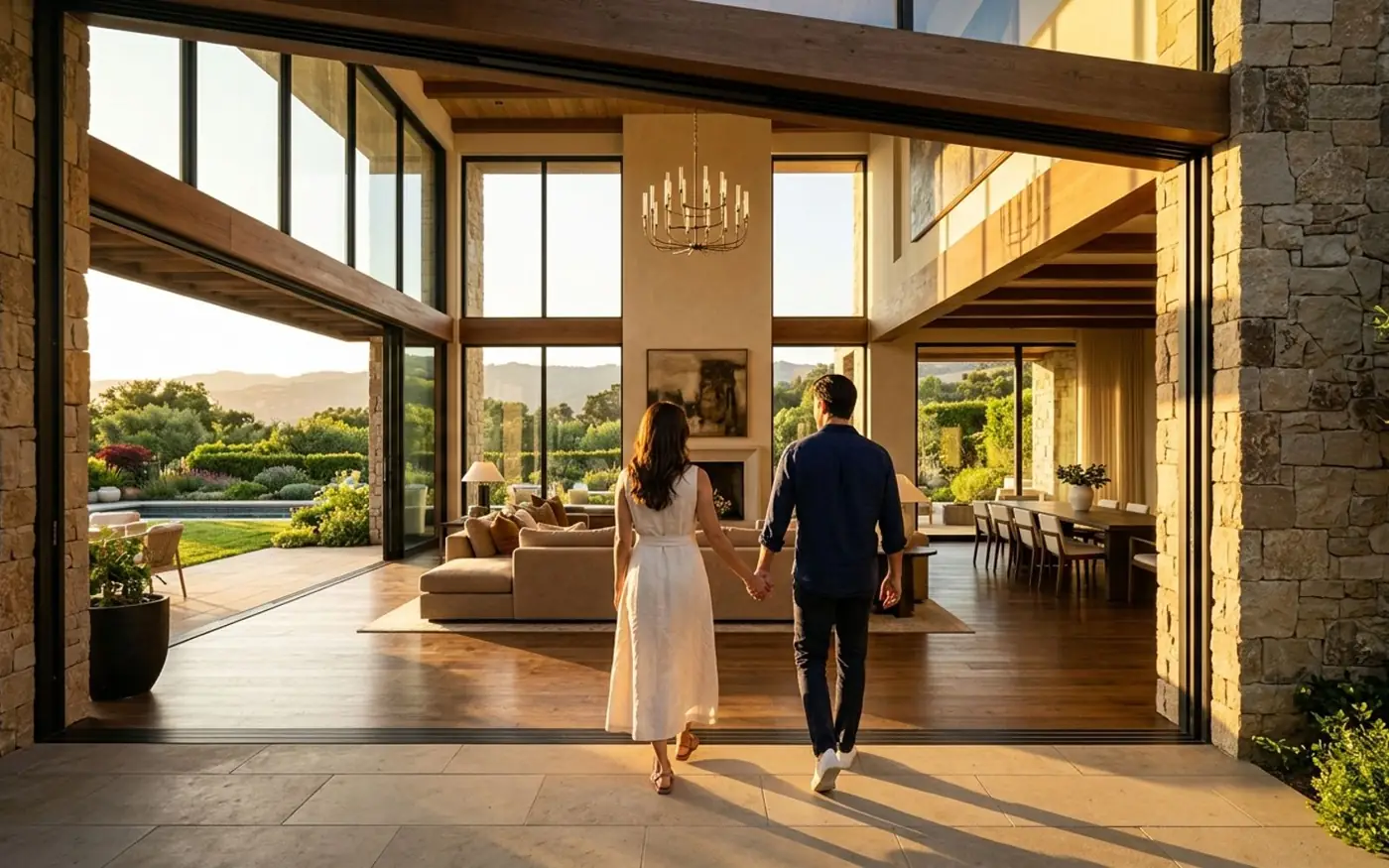 Buyers touring a luxury home