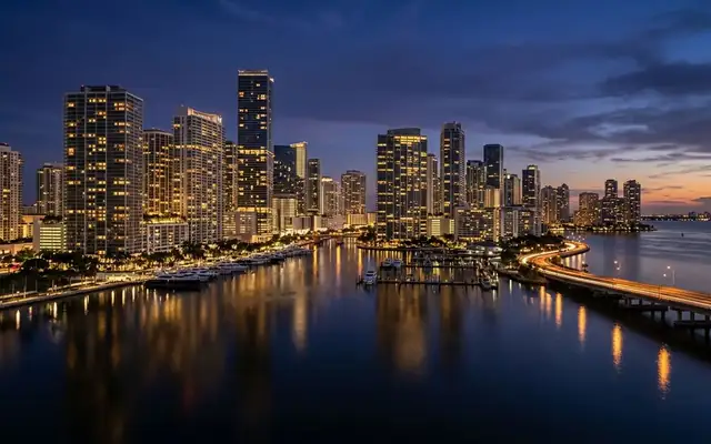 Miami skyline at blue hour