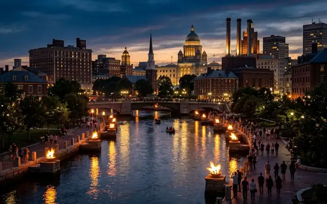 Providence, Rhode Island at dusk